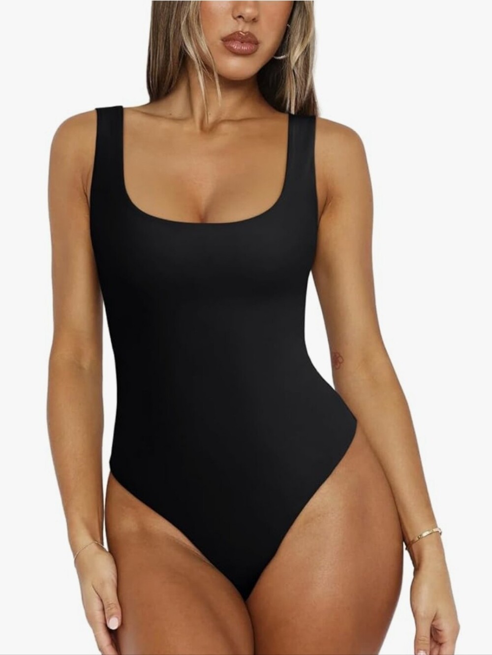 Mango Black Scoop-Neck Tank Bodysuit